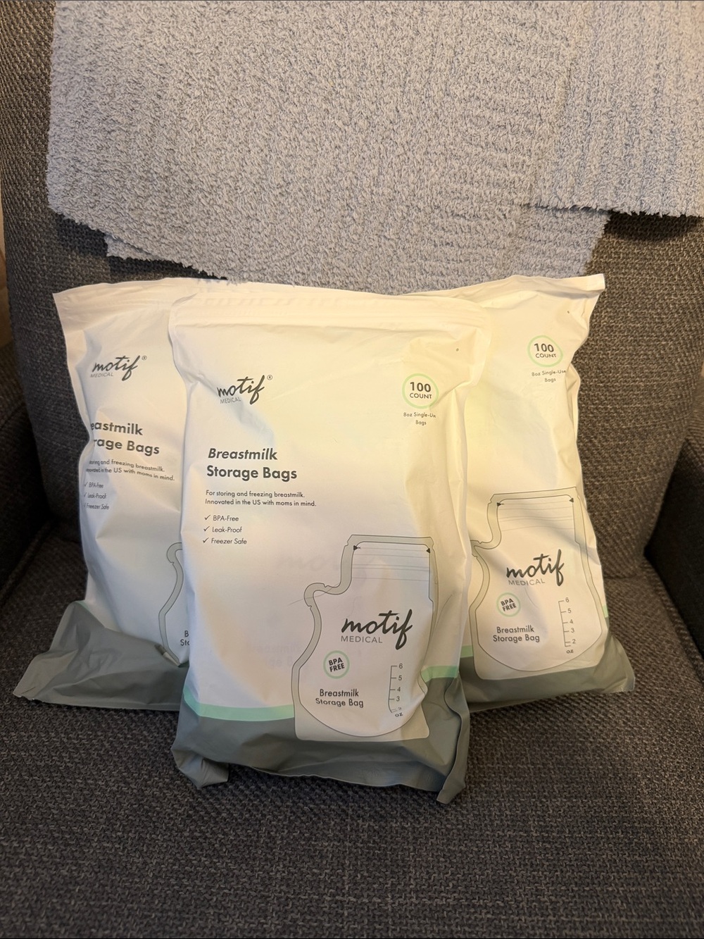 Medical Breastmilk Storage Bags - White (100 Count) 3 packs